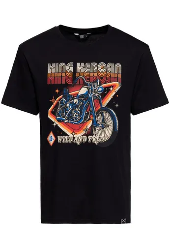 KingKerosin Print-Shirt Wild & Free (1-tlg) mit 70s Motorrad-Artwork