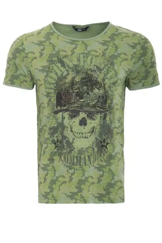 KingKerosin T-Shirt born to kill mit Tarn-Alloverprint und Skull-Motiv