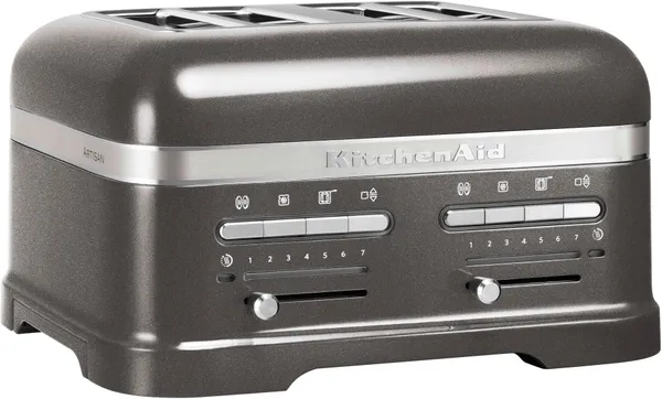 KITCHENAID Toaster "Artisan 5KMT4205EMS MEDALLION-SILBER" silberfarben (medallion, silber) 4-Scheiben-Toaster