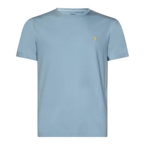 Klar Blaue Gerippte Crewneck T-shirts und Polos Polo Ralph Lauren