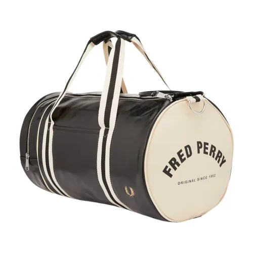 Klassische Barrel-Tasche in Schwarz Ecru Fred Perry
