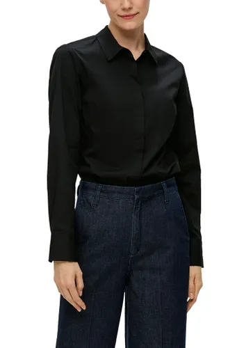 Klassische Bluse S.OLIVER BLACK LABEL Gr. 44, grau (grey, black) Damen Blusen langarm