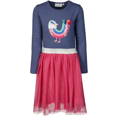 Kleid COLORFUL BIRD mit Tüllrock in blau/pink
