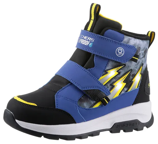 Klettstiefel SKECHERS KIDS "STORM BLAZER" Gr. 33, blau (blau, schwarz) Kinder Schuhe Stiefel Boots