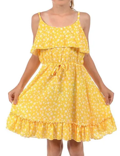KMISSO Jerseykleid Mädchen Kleid Spaghettiträger und Volant (1-tlg) bequem zu tragen