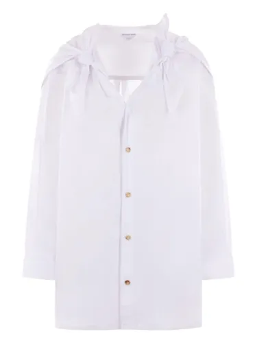knotted button-up cotton shirt
