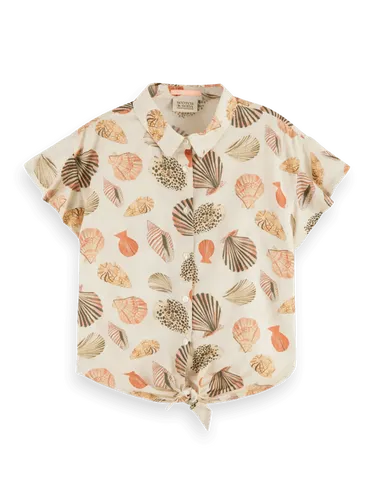 Knotted front all-over printed short-sleeved shirt - Größe 8 - Multicolor - Mädchen - Hemd - Scotch & Soda