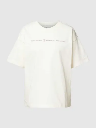 Knowledge Cotton Apparel Oversized T-Shirt mit Label-Print in Offwhite