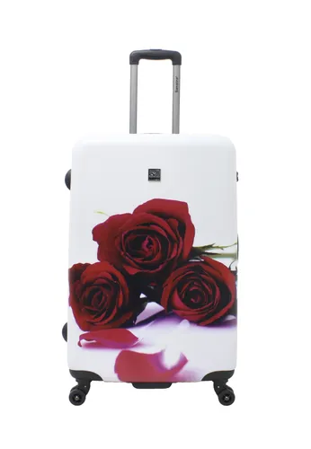 Koffer SAXOLINE "Roses" Gr. B/H/T: 51.00 cm x 78.00 cm x 28.00 cm, rot (weiß, rot) Koffer Trolleys
