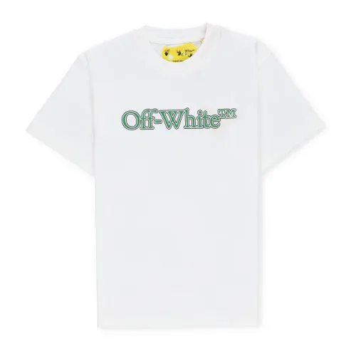 Kontrast Logo Baumwoll T-shirt Mädchen Off White