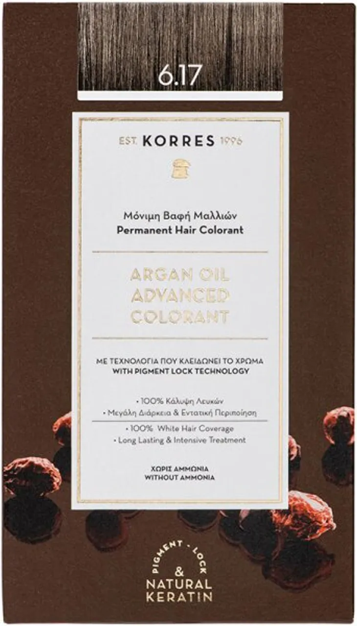Korres Argan Oil Hochentwickelte Haarcoloration Dark Blonde Beige / Dunkelblond Beige 6.17 75+50+20ml