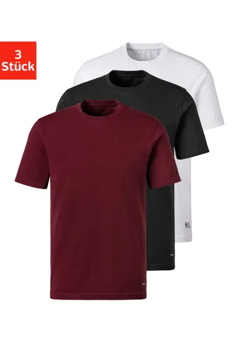 Kurzarmshirt H.I.S "Unterziehshirt mit Rundhals" Gr. S, bunt (bordeau x, schwarz, weiß) Herren Shirts T-Shirts aus Baumwoll-Mix