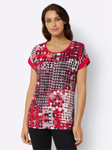 Kurzarmshirt INSPIRATIONEN "Druck-Shirt" Gr. 38, rot (erdbeere, bedruckt) Damen Shirts Jersey
