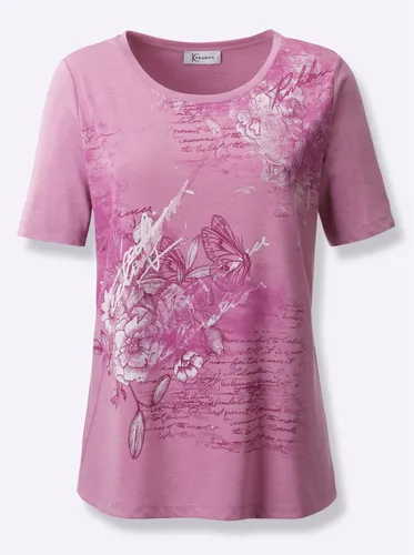 Kurzarmshirt INSPIRATIONEN "Shirt" Gr. 38, rosa (altrosa, erika, bedruckt) Damen Shirts Jersey