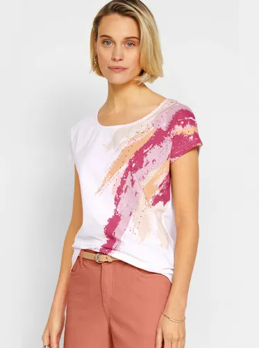 Kurzarmshirt INSPIRATIONEN "Shirt" Gr. 42, rosa (weiß, hellrosé, bedruckt) Damen Shirts Jersey