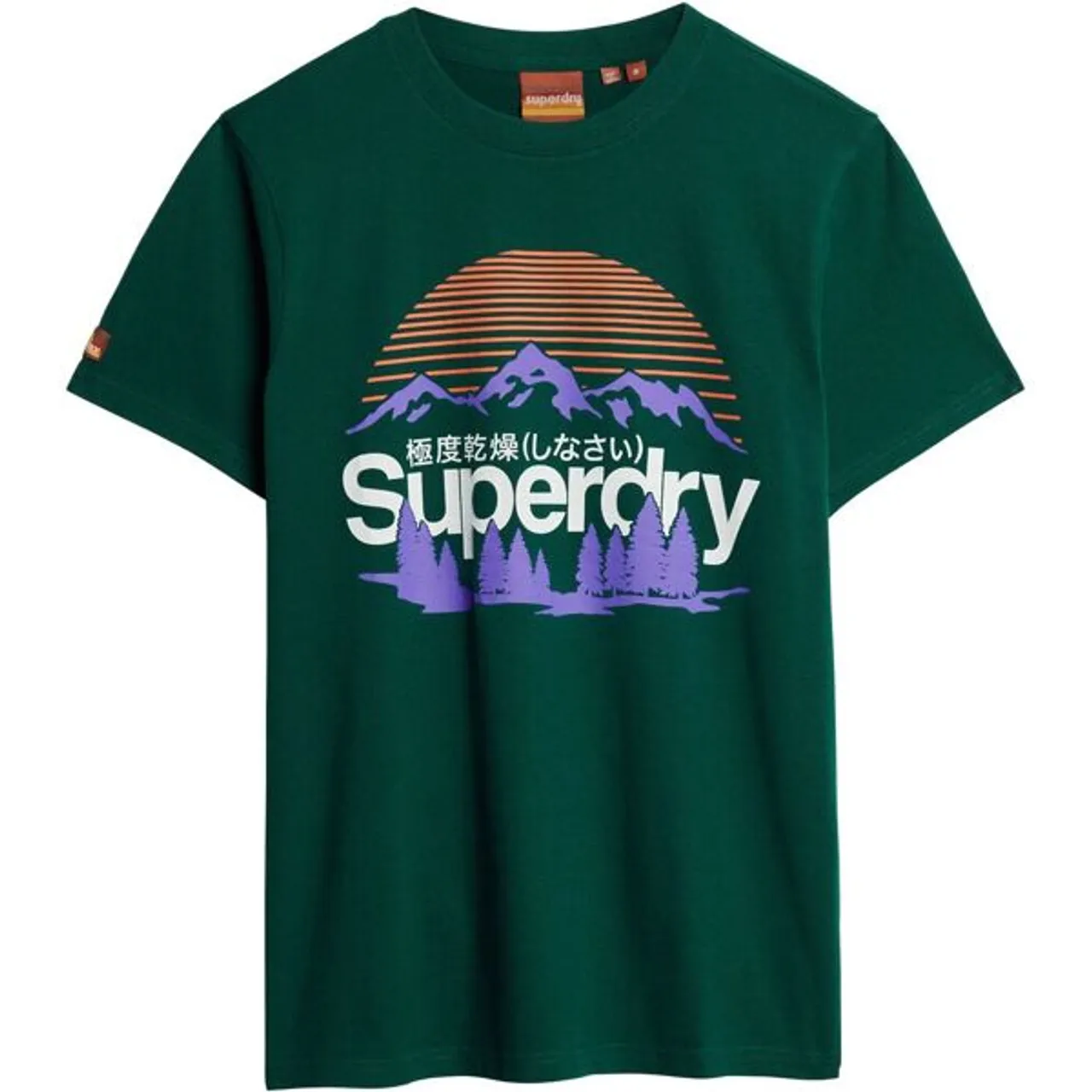 Kurzarmshirt SUPERDRY "SD-GREAT OUTDOORS NR GRAPHIC TEE" Gr. L, grün (dark pine green) Herren Shirts T-Shirts