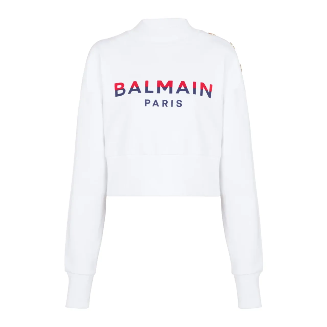 Kurzes Sweatshirt mit beflocktem Paris Print Balmain