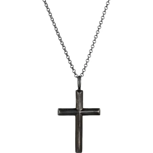 KUZZOI - Herren Erbskette Kreuz Oxidiert Massiv 925 Silber Herrenschmuck