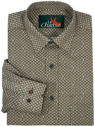 La Chasse® Karohemd Jagdhemd Hirsche Herren Oliv/grün Jägerhemd Trachtenhemd Motiv Rotwild
