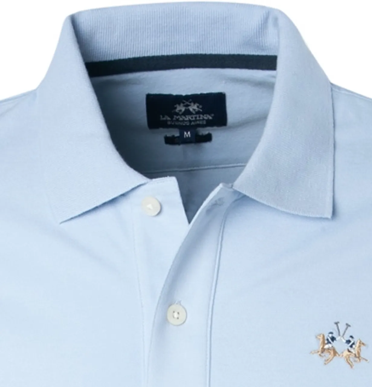 LA MARTINA Herren Polo-Shirt blau Baumwoll-Piqué Slim Fit