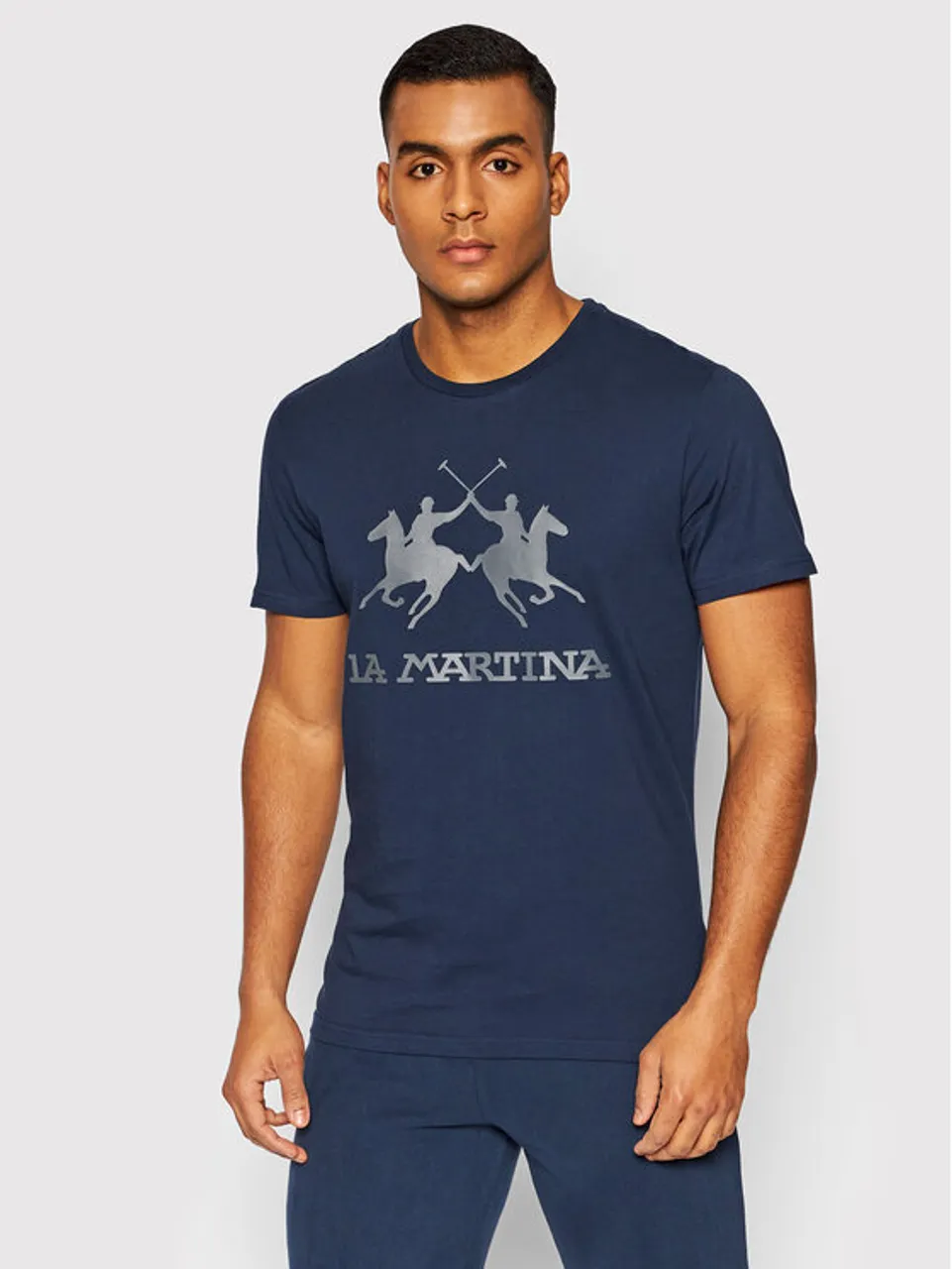 La Martina T-Shirt CCMR05 JS206 Dunkelblau Regular Fit