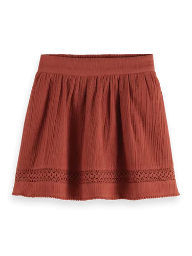 Lace detail crinkle cotton mini skirt - Größe 8 - Multicolor - Mädchen - Rock - Scotch & Soda