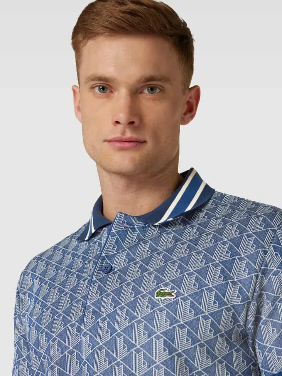 Lacoste Classic Fit Poloshirt mit Allover-Muster in Dunkelblau