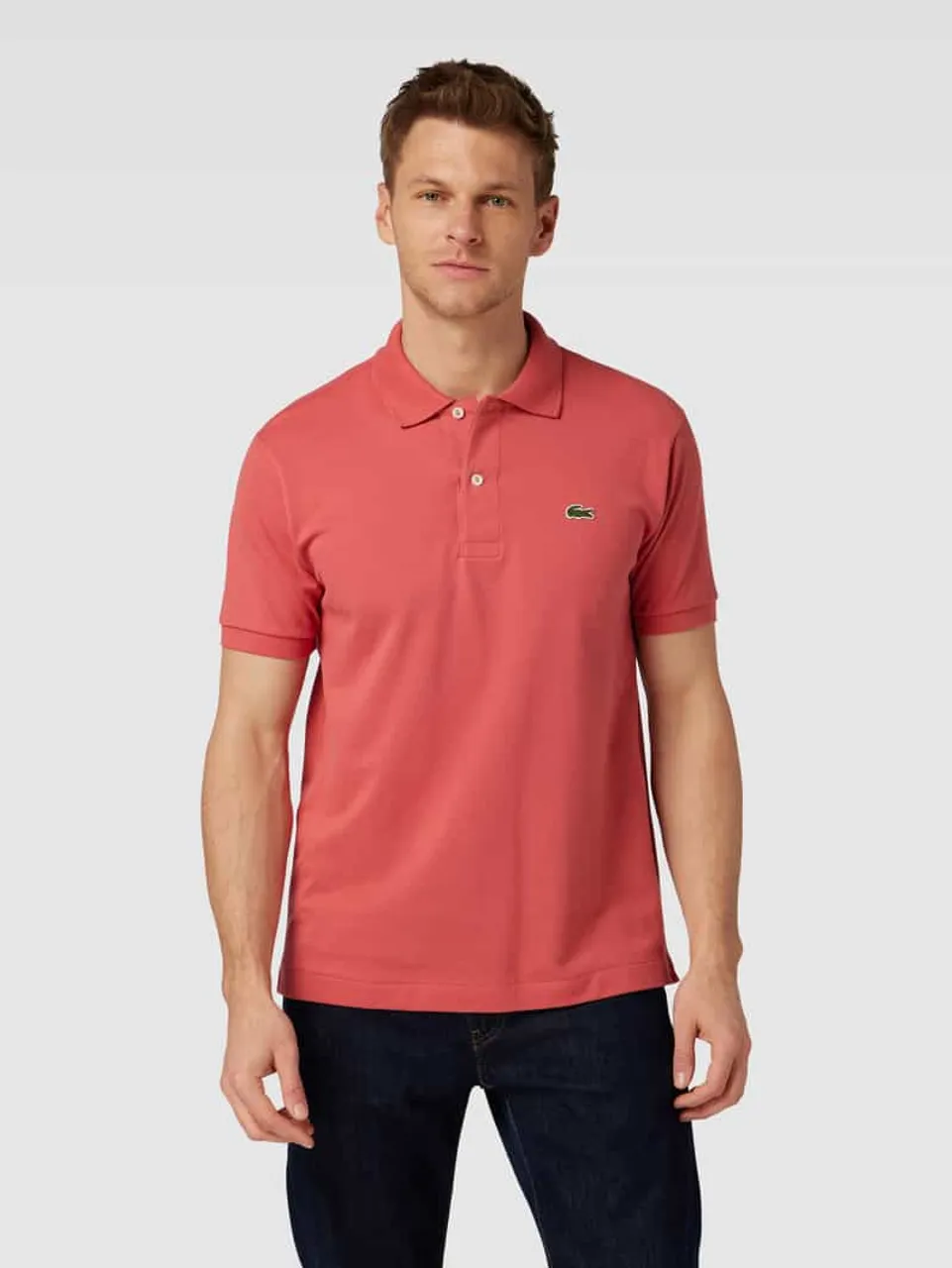 Lacoste Classic Fit Poloshirt mit Label-Detail in Dunkelrot