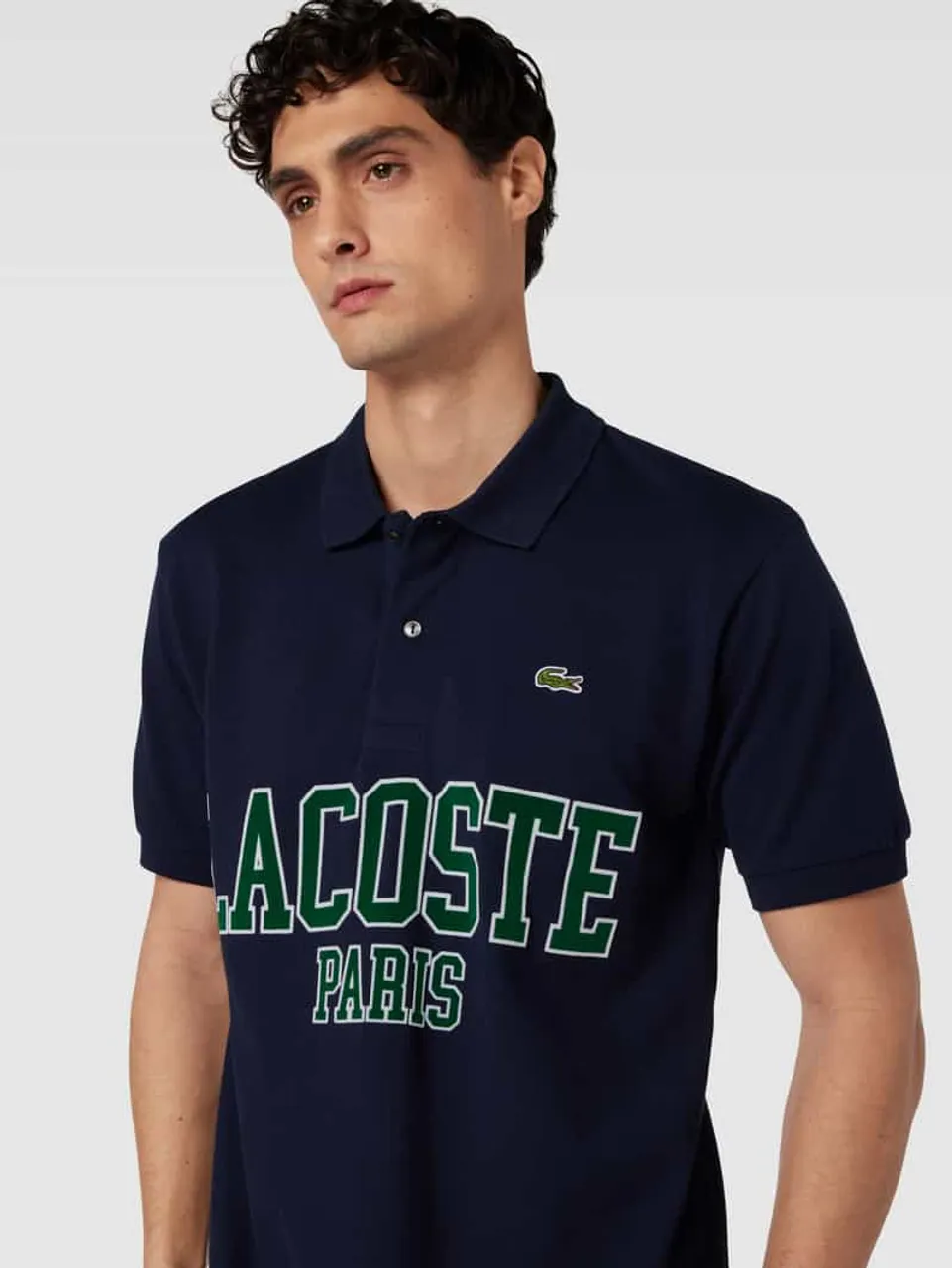 Lacoste Classic Fit Poloshirt mit Label-Print Modell 'FRENCH ICONICS' in Marine