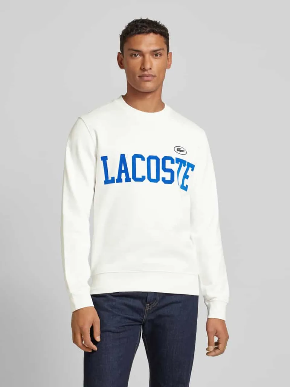 Lacoste Classic Fit Sweatshirt mit Label-Print in Offwhite