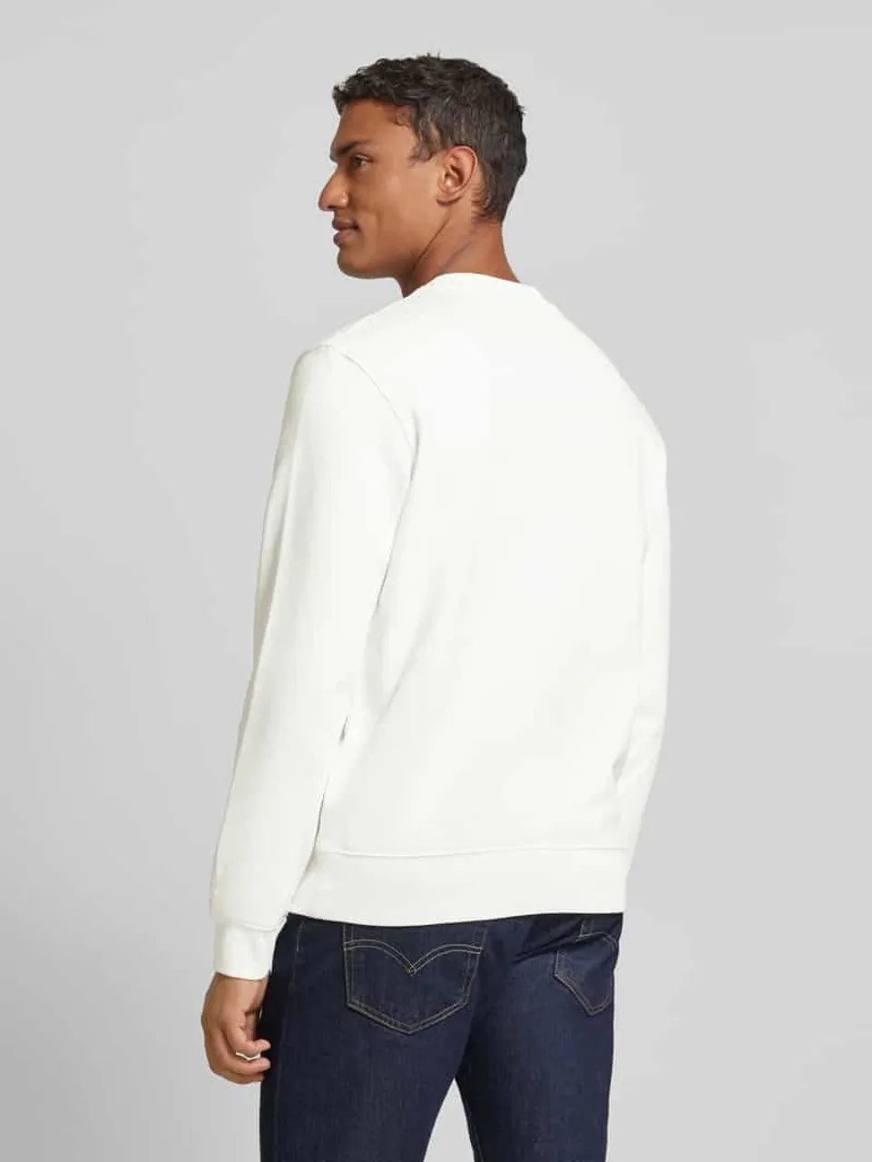 Lacoste Classic Fit Sweatshirt mit Label-Print in Offwhite