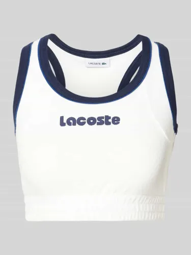 Lacoste Sport Bralette mit Label-Stitching Modell 'Contrast Embroidered' in Offwhite