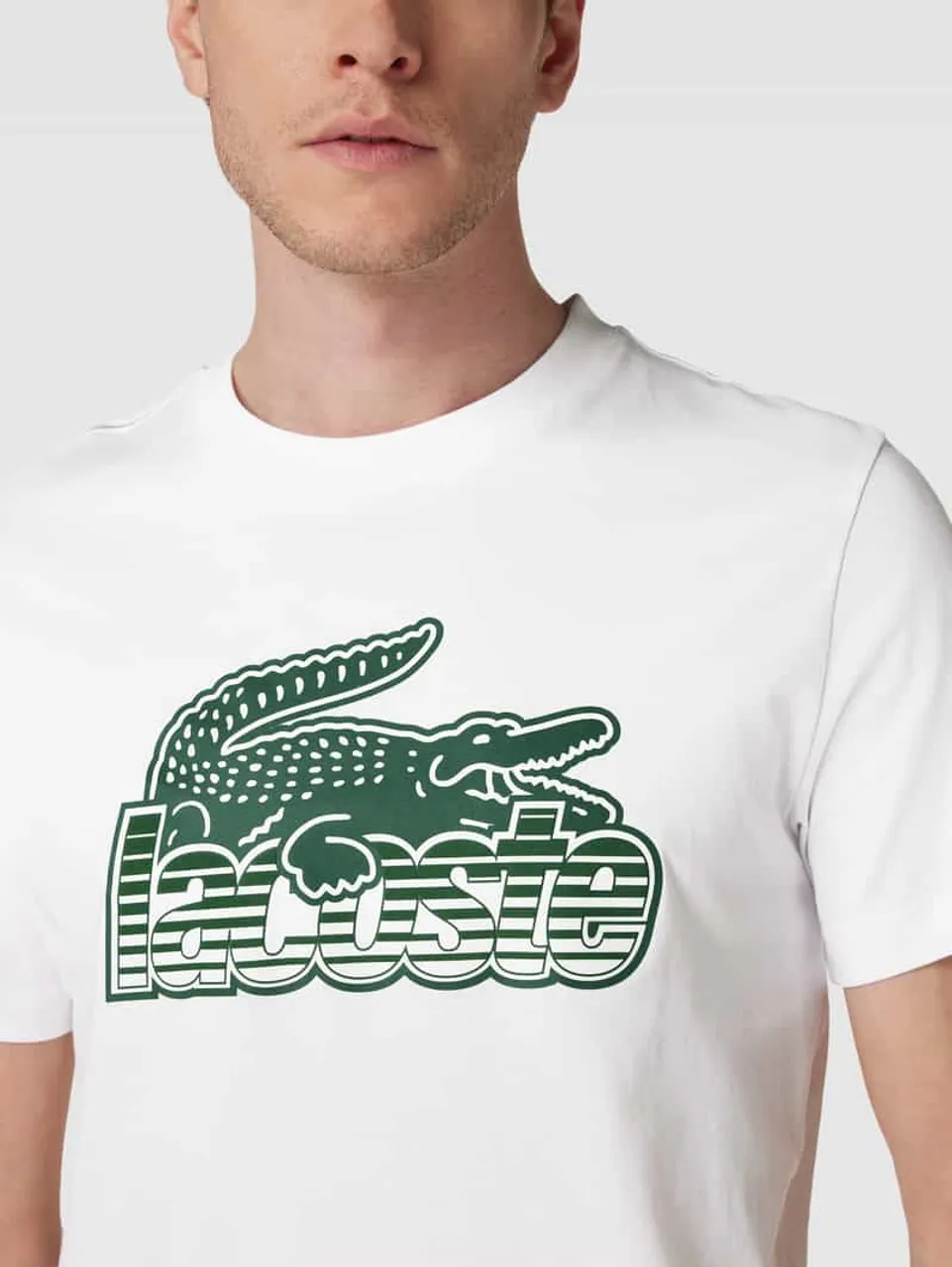 Lacoste T-Shirt mit Label-Print in Weiss