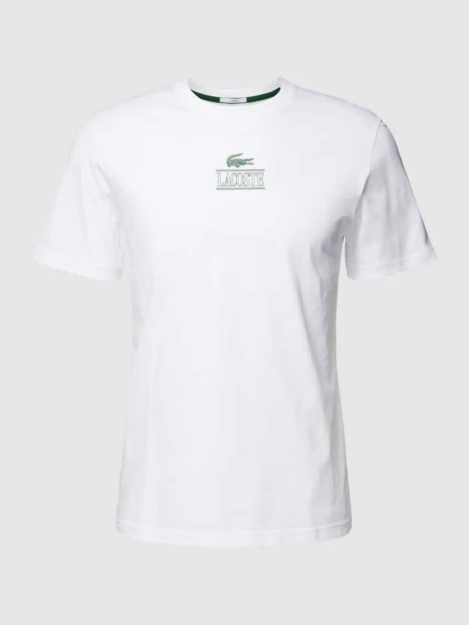 Lacoste T-Shirt mit Label-Print in Weiss
