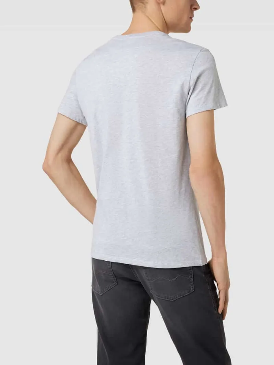 Lacoste T-Shirt mit Logo-Stitching Modell 'Supima' in Hellgrau