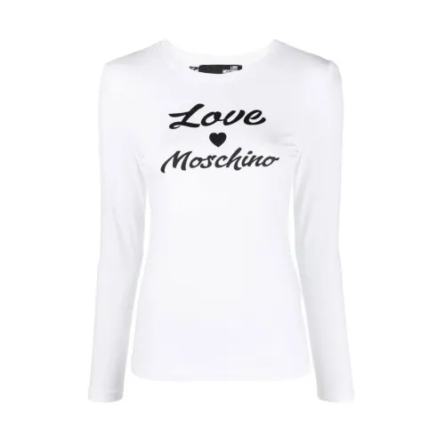 Langarm Baumwoll-Logo-Print-Tee Love Moschino