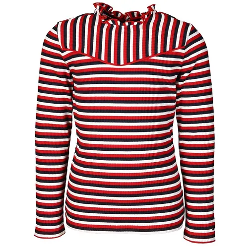 Langarm-Shirt STRIPE RIB KNIT in rot/weiß