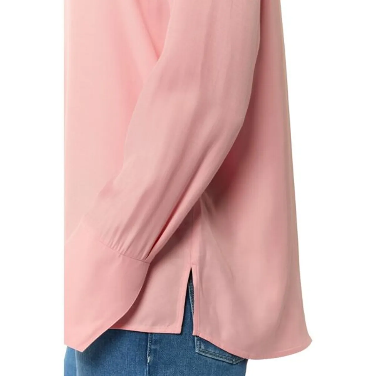 Langarmbluse COMMA Gr. 36, rosa (dusty rose) Damen Blusen langarm mit V-Ausschnitt und Ziernaht an den Ärmeln