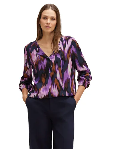 Langarmblusen Printed roundneck blouse w new