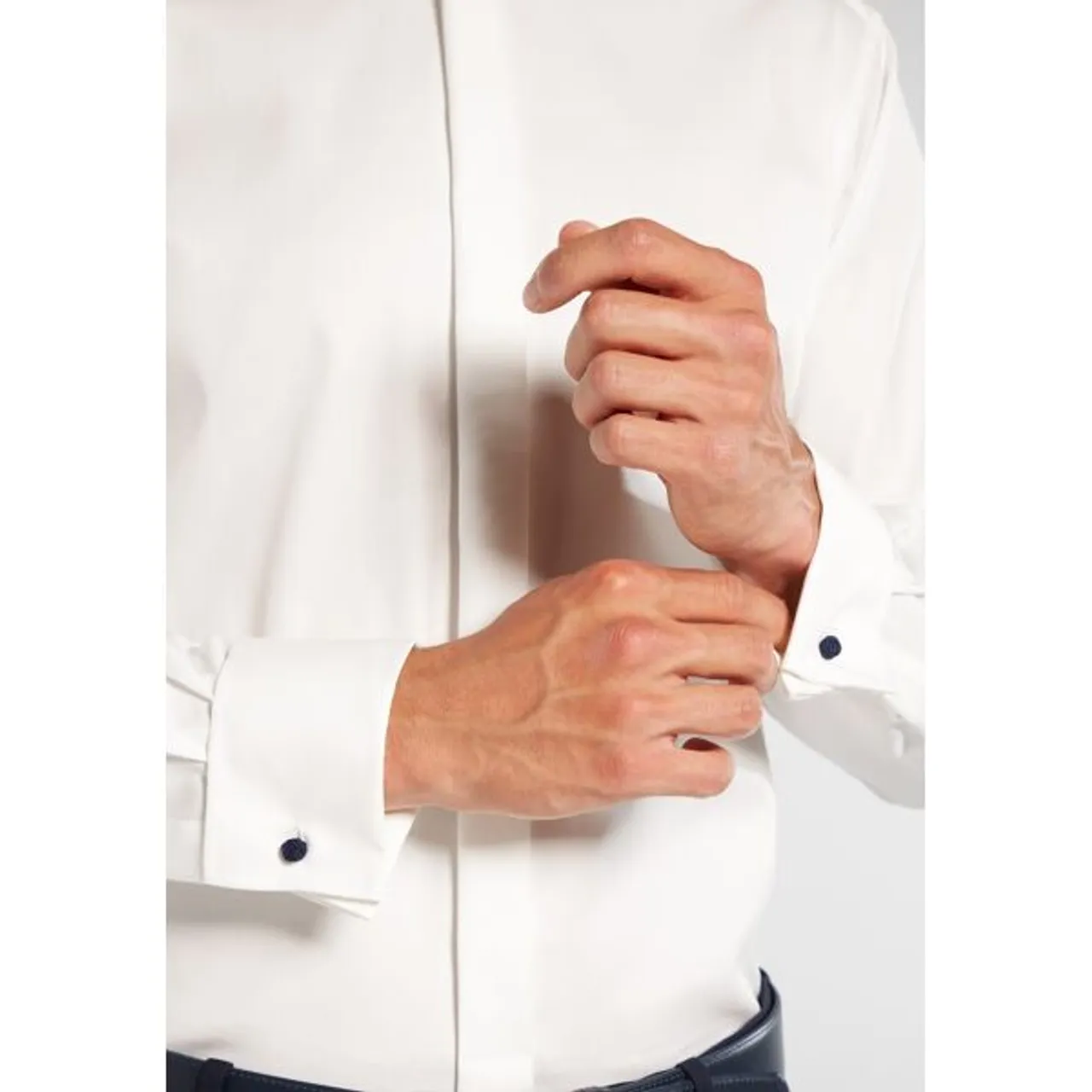 Langarmhemd ETERNA "MODERN FIT" Gr. 43, verlängerte Ärmellängen, beige Herren Hemden Langarm