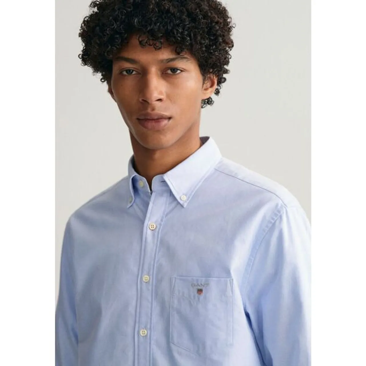 Langarmhemd GANT "Regular Fit Oxford Hemd strukturiert langlebig dicker" Gr. S (37/38), N-Gr, blau (capri blue) Herren Hemden Langarm