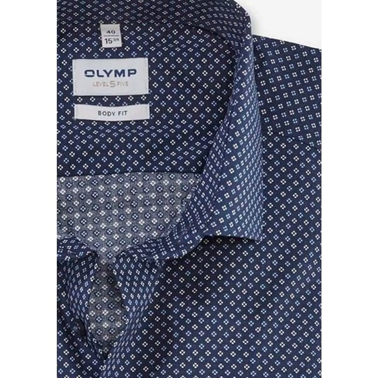 Langarmhemd OLYMP "Level Five body fit" Gr. 38, N-Gr, blau (marine) Herren Hemden Langarm