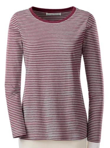 Langarmshirt CASUAL LOOKS "Shirt" Gr. 38, rot (weinrot, grau, geringelt) Damen Shirts Jersey
