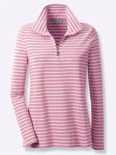 Langarmshirt CASUAL LOOKS "Shirt" Gr. 42, rosa (rosé, gestreift) Damen Shirts V-Shirts