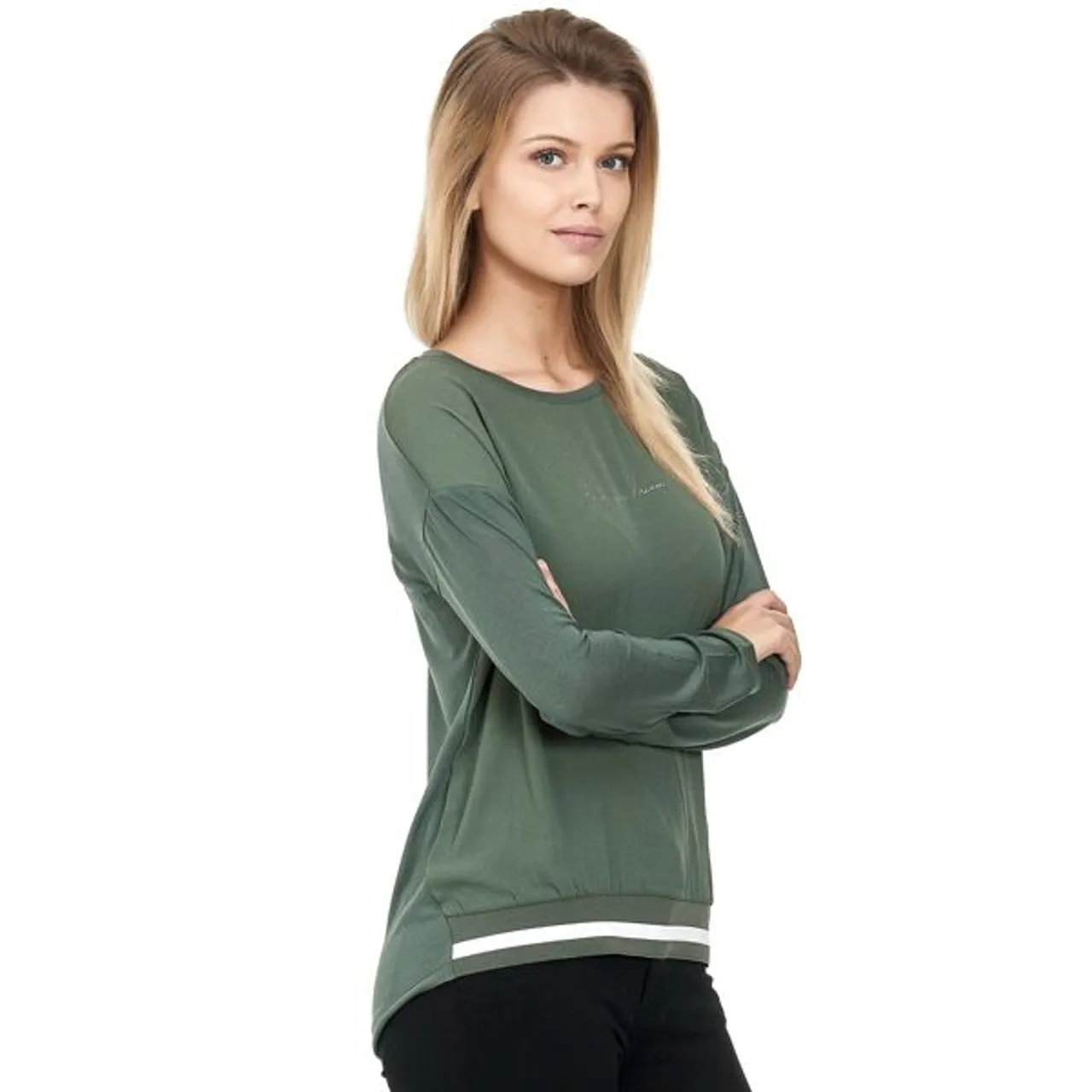 Langarmshirt DECAY "Blusenshirt" Gr. XL, grün (khaki) Damen Shirts Jersey