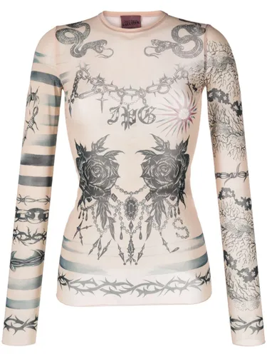Langarmshirt mit Tattoo-Print