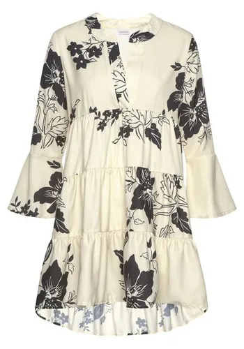 LASCANA Blusenkleid in weiter Form mit Volants und Blumenprint, Tunikakleid, Strandkleid