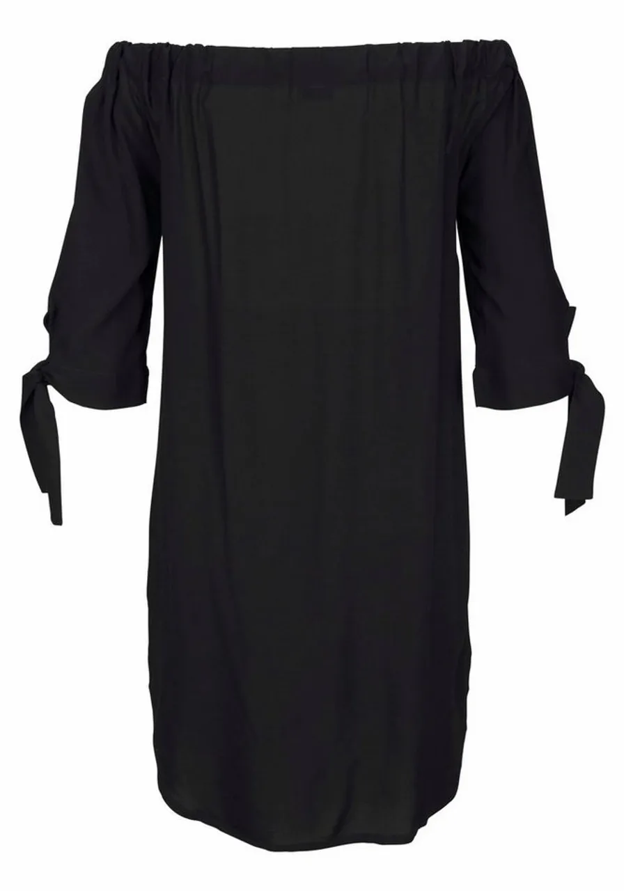 LASCANA Blusenkleid mit Carmenausschnitt und 3/4-Ärmeln, Sommerkleid, Strandkleid, Basic