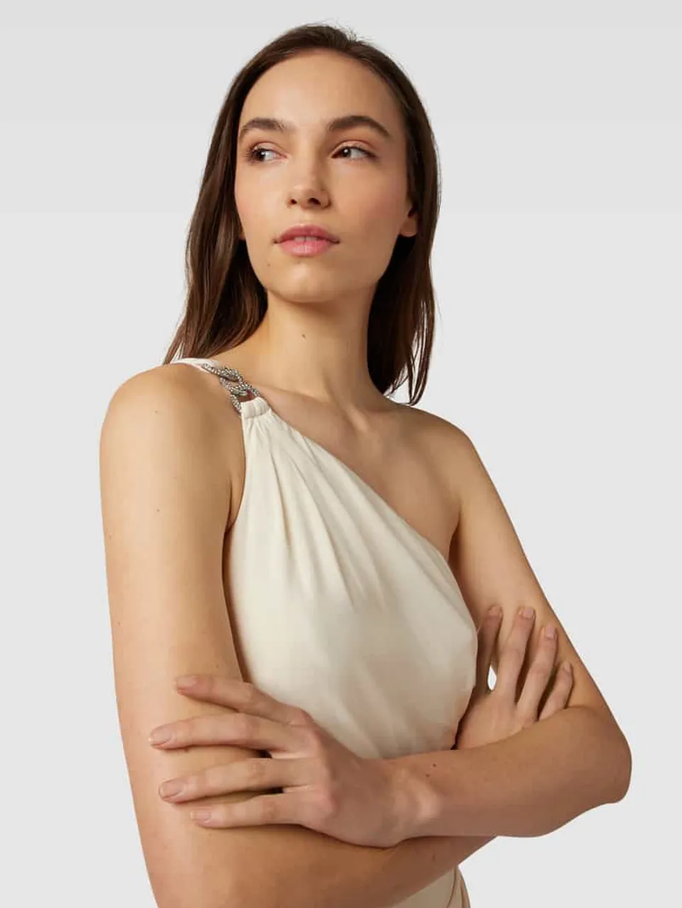 Lauren Ralph Lauren Abendkleid mit Zierbesatz Modell 'BELINA' in Offwhite