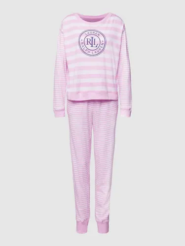Lauren Ralph Lauren Pyjama mit Label-Print in Pink